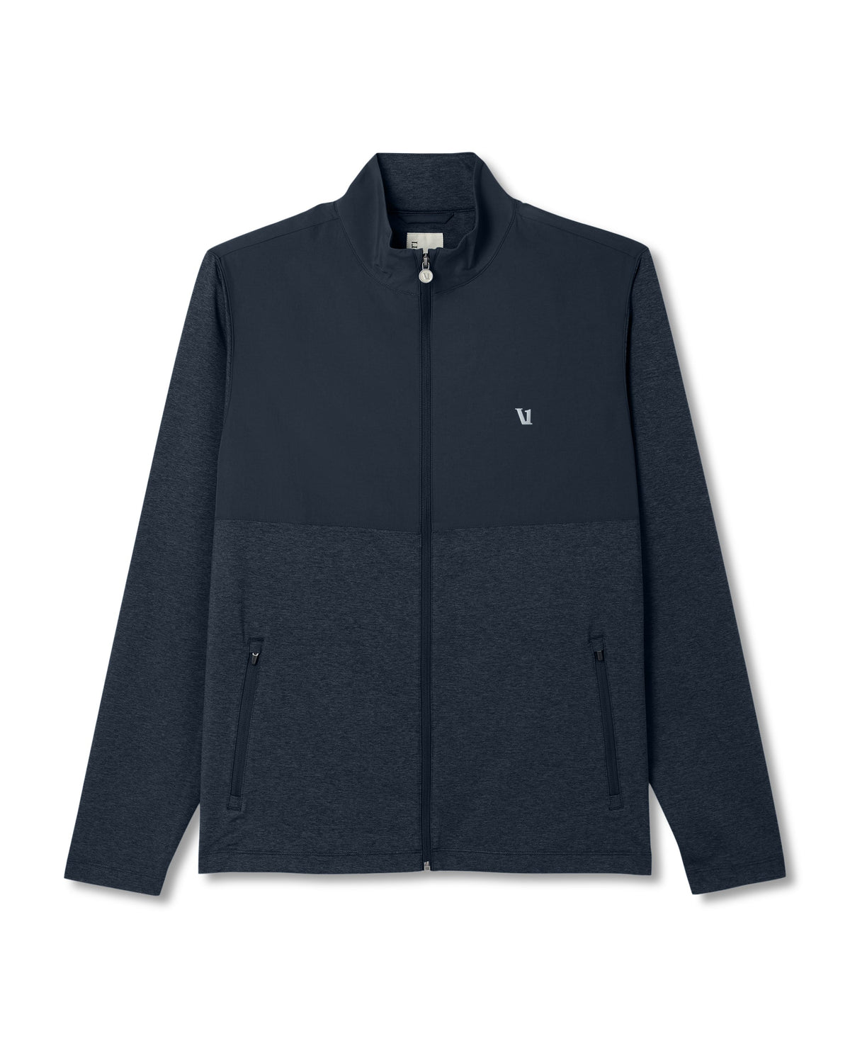 Vuori Sunday Element Track Jacket - Ink Heather, on model