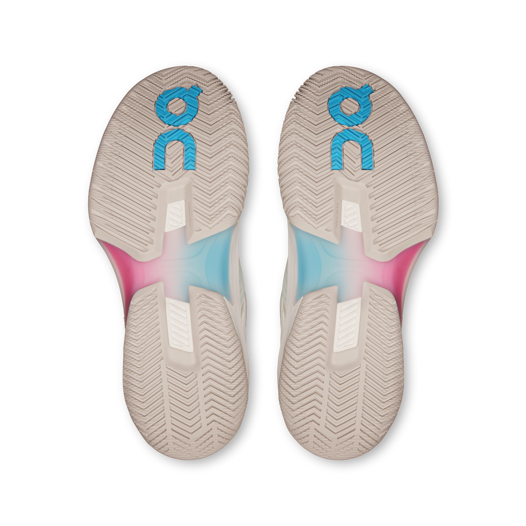 On THE ROGER Pro Fire Women's White/Pink tennis shoe