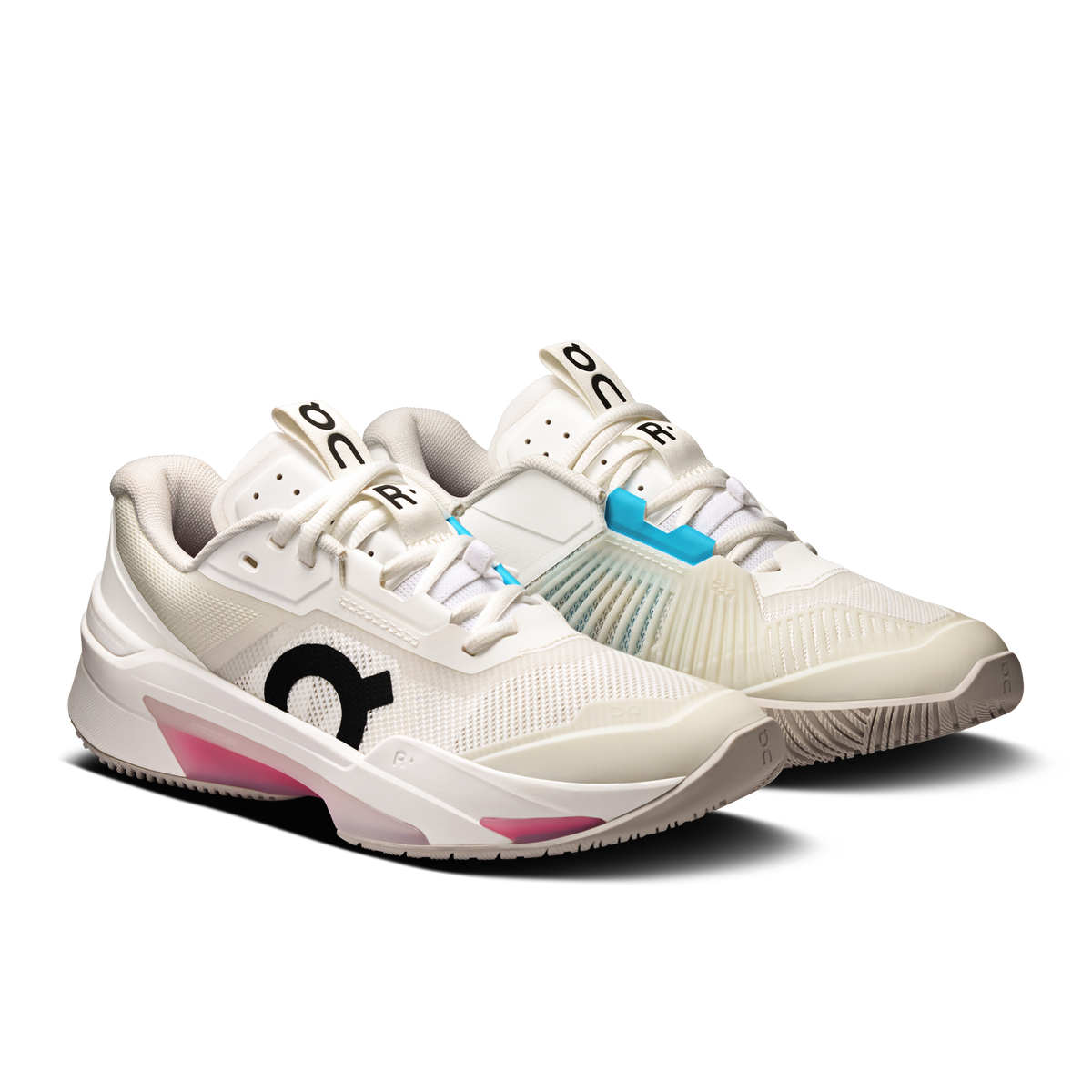 On THE ROGER Pro Fire Women's White/Pink tennis shoe