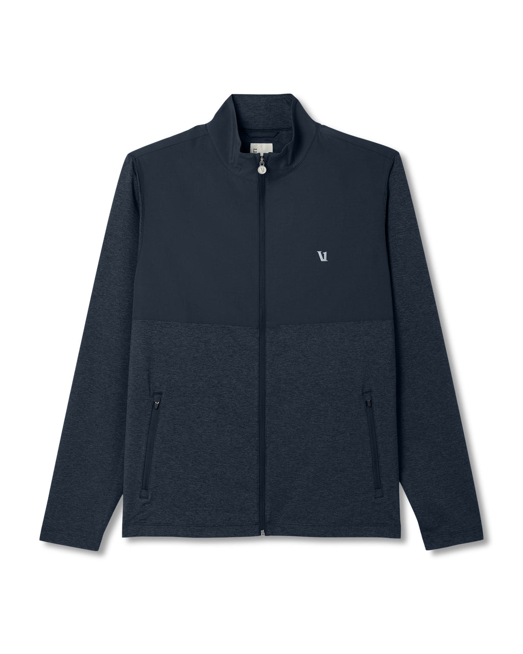 Vuori Sunday Element Track Jacket - Ink Heather, on model