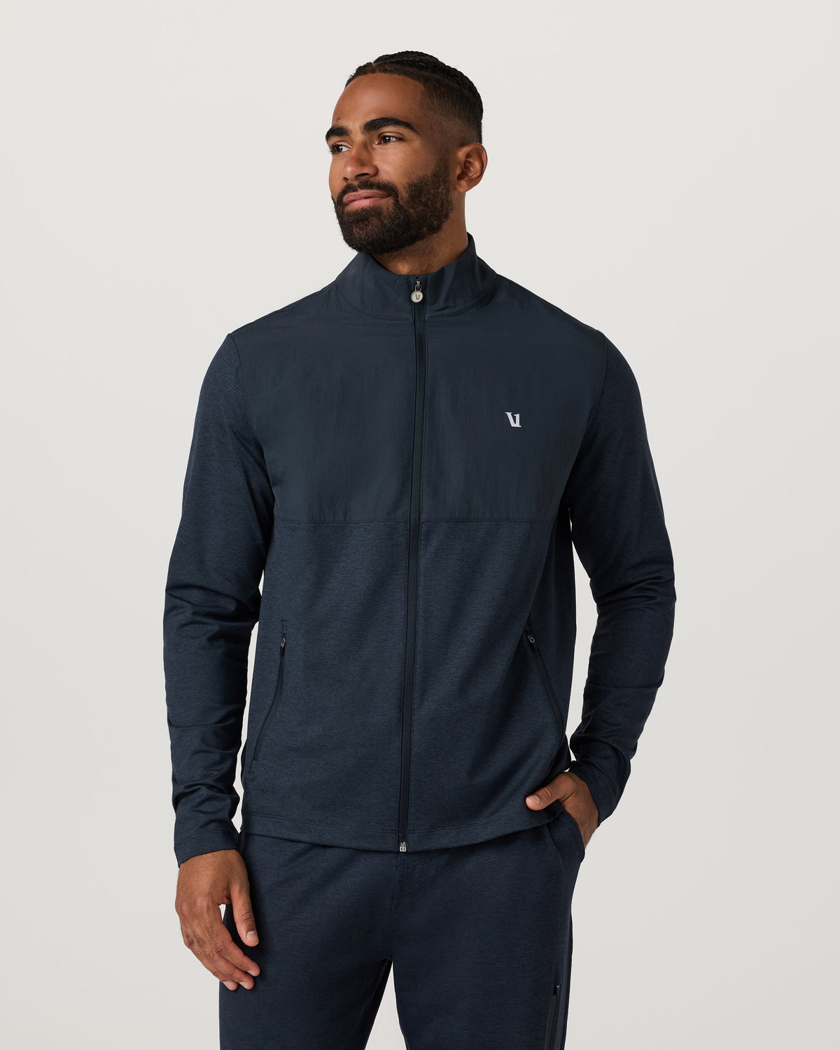 Vuori Sunday Element Track Jacket - Ink Heather, front